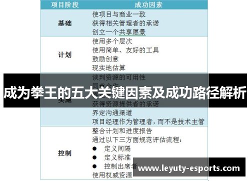 成为拳王的五大关键因素及成功路径解析